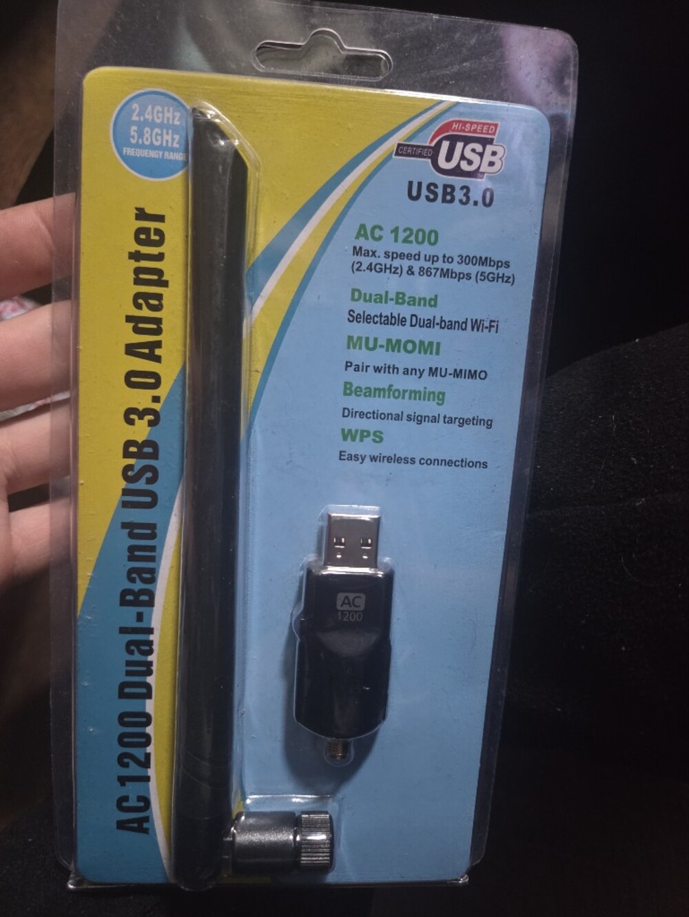 AC1200 Dual-Band USB 3.0 Wi‑Fi Adapter – Black